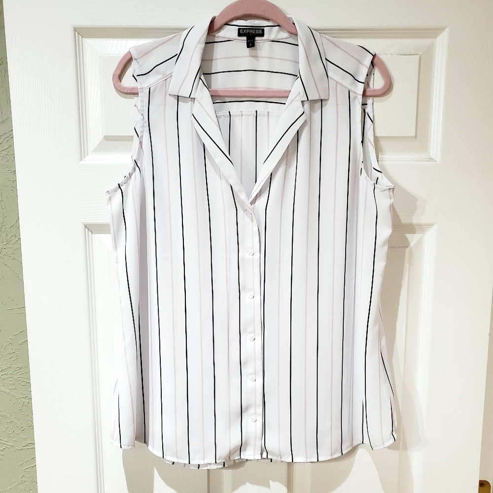 Express Button Down Sleeveless Blouse